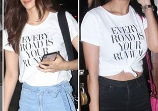 Photo of Esha Gupta or Kriti Sanon wore this white t-shirt better