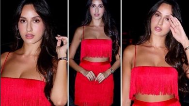 Photo of Nora Fatehi looks hot in this red tassels crop top