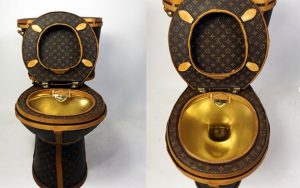 Photo of Artist revamps a toilet seat with Louis Vuitton bags
