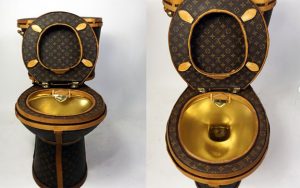 Photo of Artist revamps a toilet seat with Louis Vuitton bags