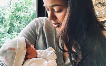 Photo of Sameera Reddy shared a picture with her newborn babygirl