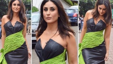 Photo of Kareena Kapoor looks bold yet stylish in this strapless faux leather dress