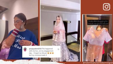 Photo of ‘Forgetting her blouse’ on the day of function,Bride customises wedding outfit